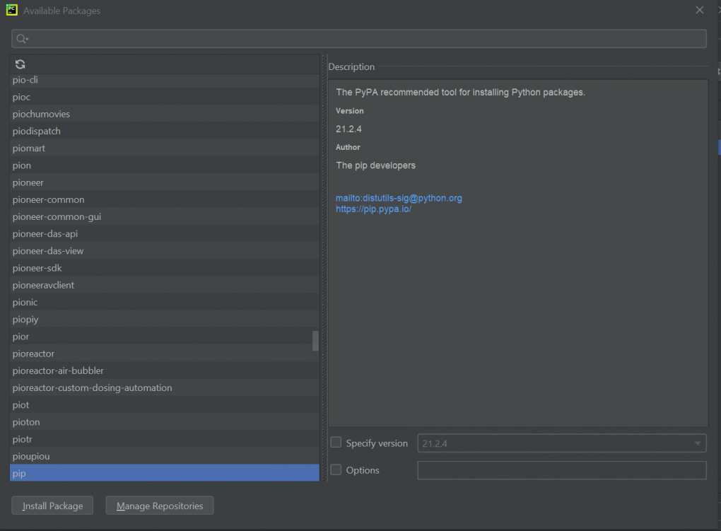 install packages with pip on PyCharm