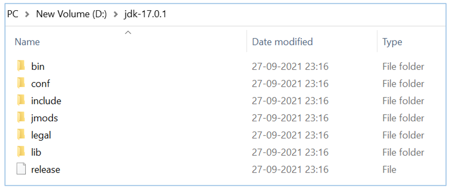 openJDK 17 folder structure